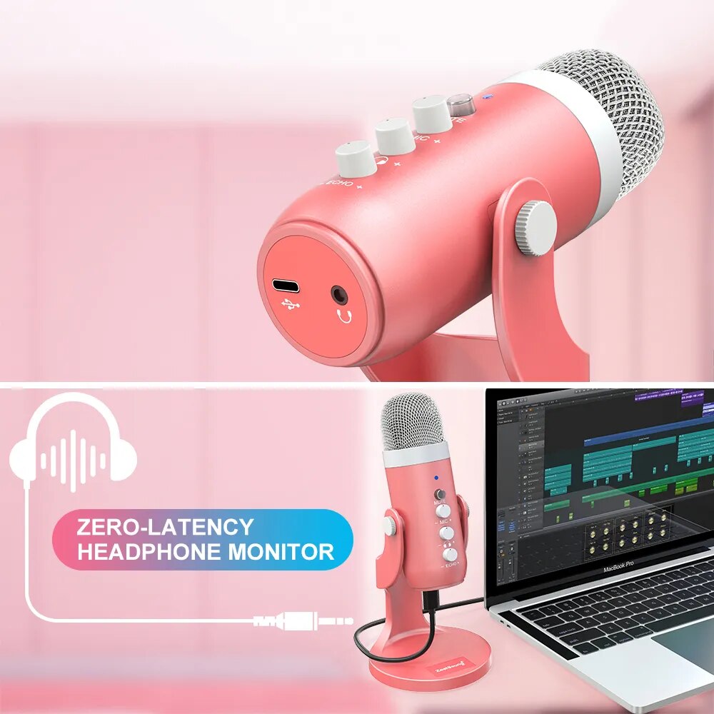 Haomuren USB Condenser Microph - Pc Gaming Pink review and price